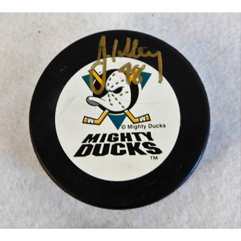 John Lilley Anaheim Mighty Ducks Signed Hockey Puck JSA Authenticated