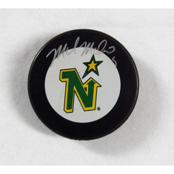 Mike Modano Minnesota North Stars Signed Hockey Puck JSA Authenticated