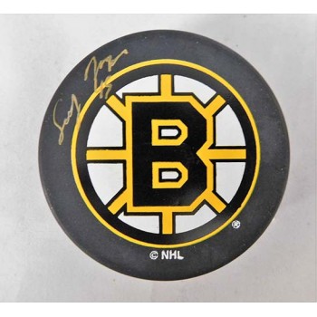 Sandy Moger Boston Bruins Signed Hockey Puck JSA Authenticated