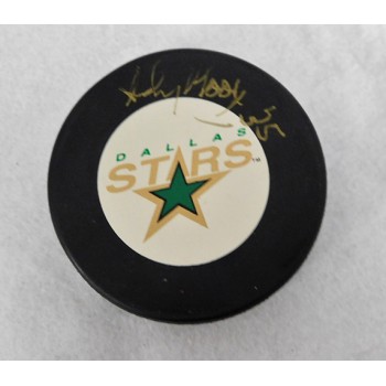 Andy Moog Dallas Stars Signed Hockey Puck JSA Authenticated