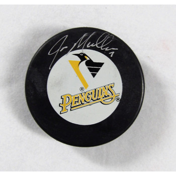 Joe Mullen Pittsburgh Penguins Signed Hockey Puck JSA Authenticated