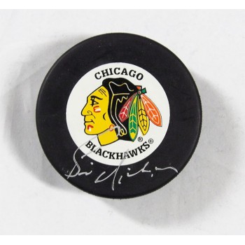 Bernie Nicholls Signed Chicago Blackhawks Hockey Puck JSA Authenticated