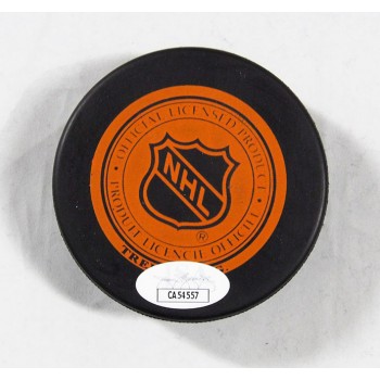 Bernie Nicholls Signed Chicago Blackhawks Hockey Puck JSA Authenticated