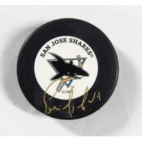 Bernie Nicholls Signed San Jose Sharks Hockey Puck JSA Authenticated Smudging