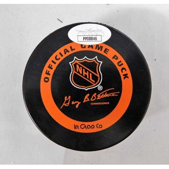 Bernie Nicholls Signed Official Game Hockey Puck JSA Authenticated
