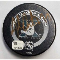 Adam Oates Signed Mighty Ducks Of Anaheim Official Game Hockey Puck Global Authenticated
