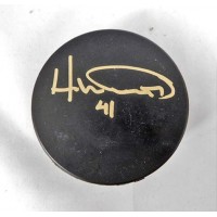 Harlan Pratt Signed Blank Hockey Puck JSA Authenticated
