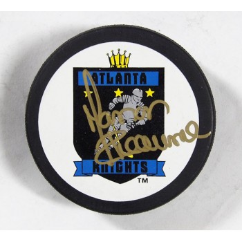 Manon Rheaume Atlanta Knights Signed IHL Hockey Puck JSA Authenticated