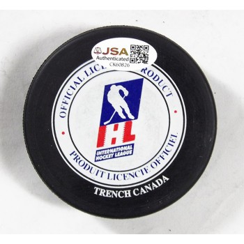 Manon Rheaume Atlanta Knights Signed IHL Hockey Puck JSA Authenticated