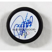 Teemu Selanne Signed Torino Olympics 2006 Hockey Puck JSA Authenticated