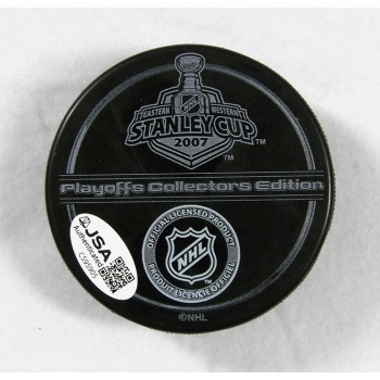 Teemu Selanne Anaheim Ducks Signed 2007 Stanley Cup Hockey Puck JSA Authentic