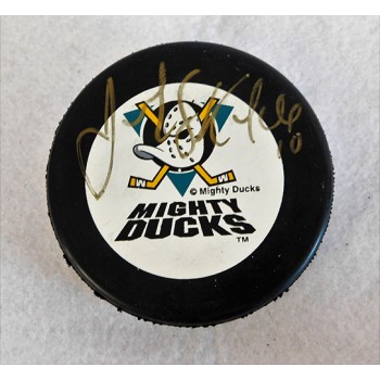 Jarrod Skalde Anaheim Mighty Ducks Signed Hockey Puck JSA Authenticated