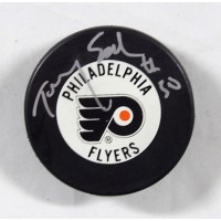 Tommy Soderstrom Philadelphia Flyers Signed Hockey Puck JSA Authenticated