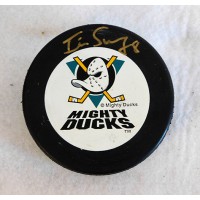 Tim Sweeney Anaheim Mighty Ducks Signed Hockey Puck JSA Authenticated