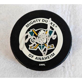 Vitaly Vishnevsky Anaheim Mighty Ducks Signed Hockey Puck JSA Authenticated