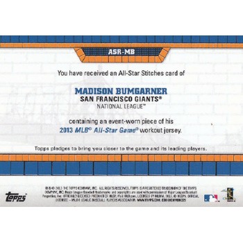 Madison Bumgarner San Francisco Giants 2013 Topps All Star Stitches Card #ASR-MB