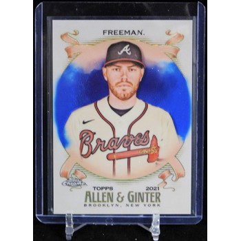 Freddie Freeman 2021 Topps Chrome Allen & Ginter Blue Refractor Card #68 /150