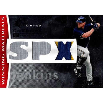 Geoff Jenkins Milwaukee Brewers 2008 SPX Winning Materials Card #WM-GJ /99