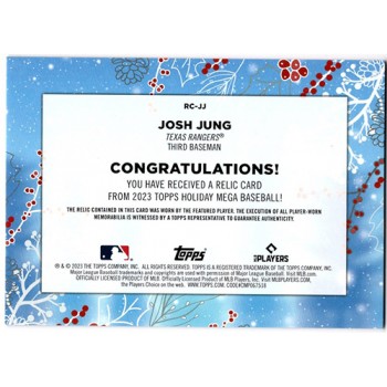 Josh Jung Texas Rangers 2023 Topps Holiday Relic Jersey Card #RC-JJ