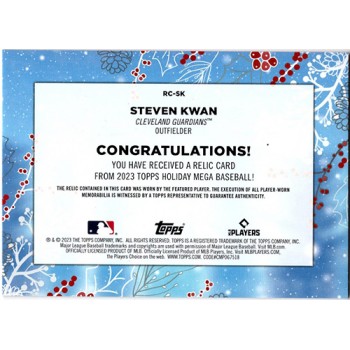 Steven Kwan Cleveland Guardians 2023 Topps Holiday Relic Jersey Card #RC-SK