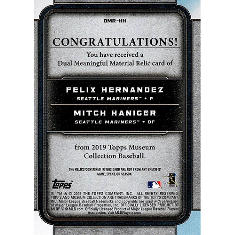 Felix Hernandez Mitch Haniger 2019 Topps Museum Collection Meaningful Jersey  /50