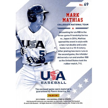 Mark Mathias 2015 Panini USA Stars and Stripes Silhouettes Bat Card #69 27/69