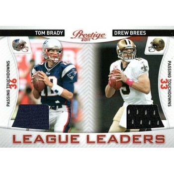 Tom Brady & Drew Brees 2011 Panini Prestige LL Game Used Patch #14 108/200 Card