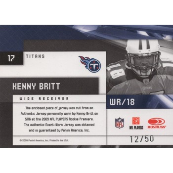 Kenny Britt Tennessee Titans 2009 Limited Rookie Jumbo Jersey Card #17 /50