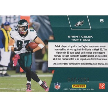 Brent Celek 2011 Panini Prestige Prestigious Pros Red Materials Card #5 /250