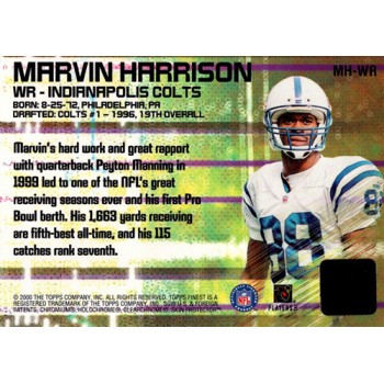 Marvin Harrison Indianapolis Colts 2000 Topps Finest Moments Jersey Card #MH-WR