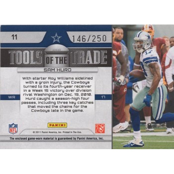 Sam Hurd 2011 Absolute Memorabilia Tools of the Trade Jersey Card #11 /250