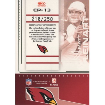 Matt Leinart Cardinals 2007 Leaf Certified Materials Potential Card #CP-13 /250