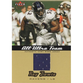Ray Lewis Baltimore Ravens 2005 Fleer Ultra All-Ultra Team Jersey Gold Card