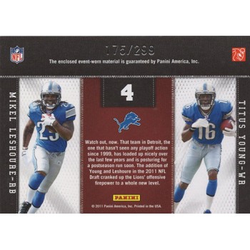 Detroit Lions Leshoure T. Young 2011 Panini Threads Rookie Collection Card 4 299