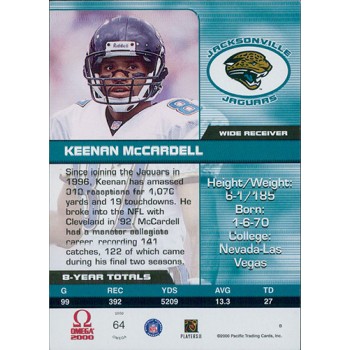 Keenan McCardell Jags 2000 Pacific Omega Card #64 Special Olympics Nevada 1/1