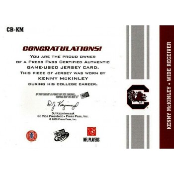 Kenny McKinley 2009 Press Pass Gridiron Gamers Jerseys Red Card #CB-KM /25