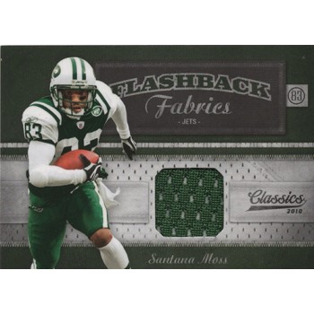 Santana Moss Jets 2010 Panini Flashback Fabrics Classics Jersey Card #24 /500