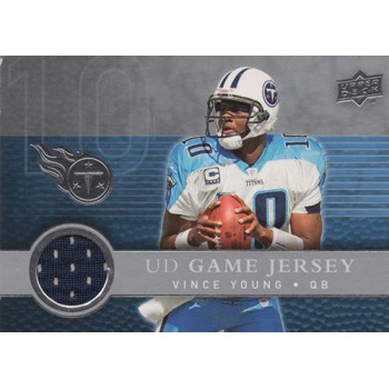 Vince Young Tennessee Titans 2008 Upper Deck Game Jersey Football Card #UDGJ-VY