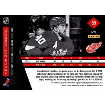 Henrik Zetterberg Detroit Red Wings 2011-12 Panini Limited Materials Card #59 99