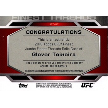 Glover Teixeira 2013 UFC Finest Threads Jumbo Fighter Relics Blue Refractor /188