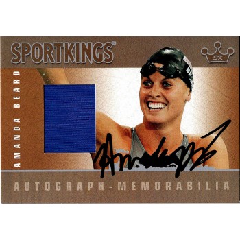 Amanda Beard Signed 2007 Sportkings Worn Swim Suit Memorabilia Silver Card #AMAB