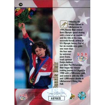 Bonnie Blair Olympic Speed Skater Signed 1996 UD Card #79 JSA Authenticated