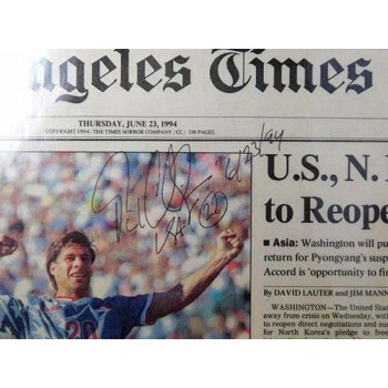 Paul Caligiuri Signed Los Angeles Times Newspaper Cut 6/23/94 JSA Authenticated
