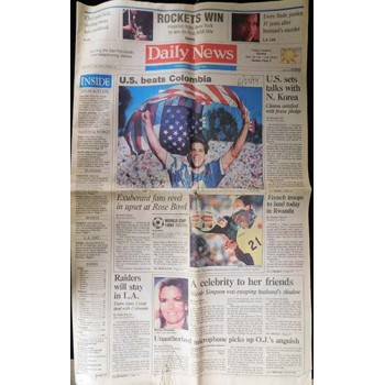 Paul Caligiuri Signed Daily News Newspaper 6/23/94 JSA Authenticated