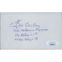 Tom Courtney Olympic Track And Field Signed 3x5 Index Card JSA Authenticated