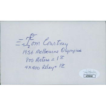 Tom Courtney Olympic Track And Field Signed 3x5 Index Card JSA Authenticated