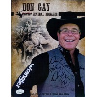 Don Gay Rodeo Cowboy Signed 8.5x11 Promo Cardstock Photo JSA Authenticated