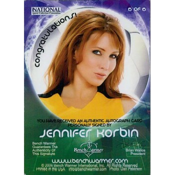 Jennifer Korbin Signed 2006 Bench Warmer World Cup National Convention Card #5
