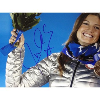 Julia Mancuso Olympic Alpine Skier Signed 12x18 Glossy Photo JSA Authenticated