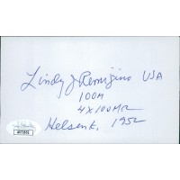 Lindy Remigino Olympic Track and Field Signed 3x5 Index Card JSA Authenticated